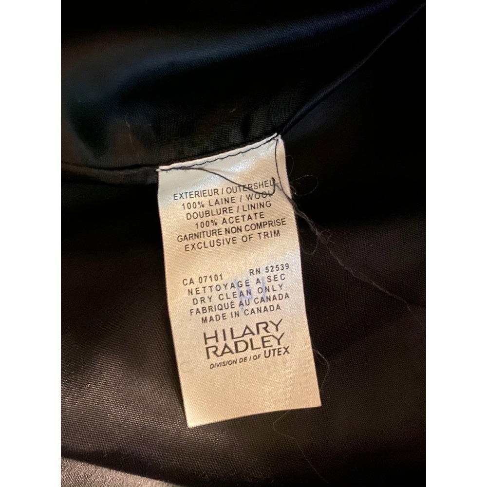 Hilary Radley Womens Black 100% Wool Long Overcoat Vintage Made in Canada 14 - Picture 4 of 5